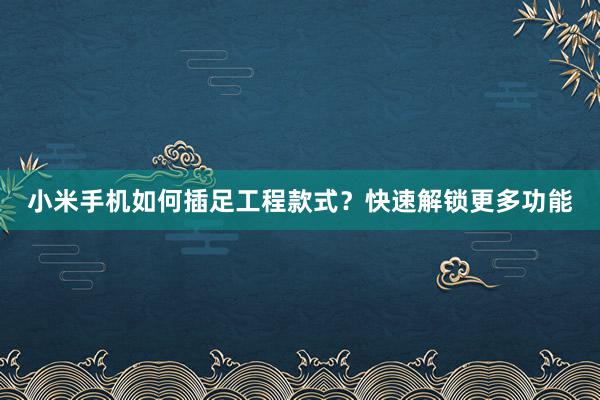小米手机如何插足工程款式？快速解锁更多功能
